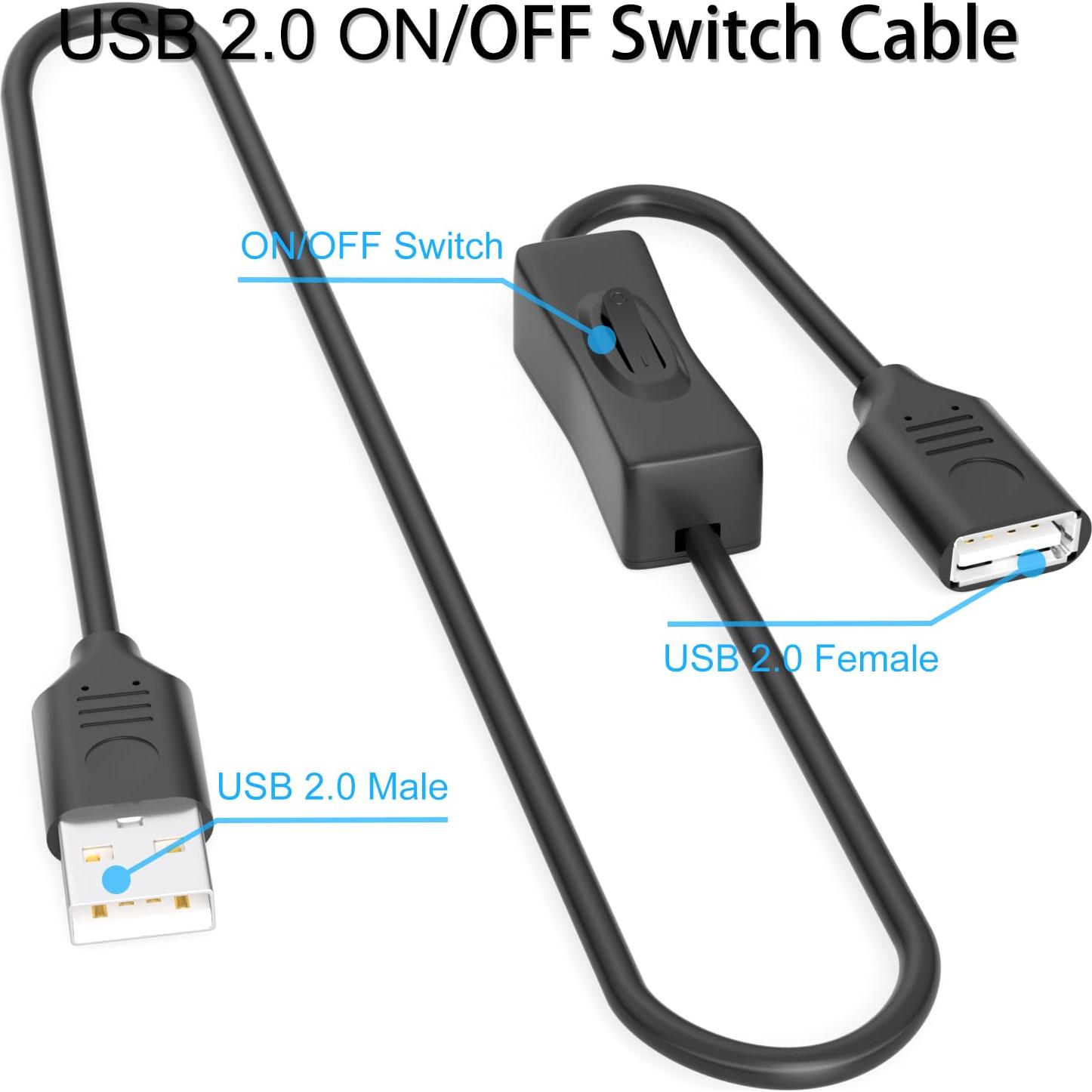 Cable USB On/Off IIISOGNO 1m 2-Pack Carga 2A 480Mbps