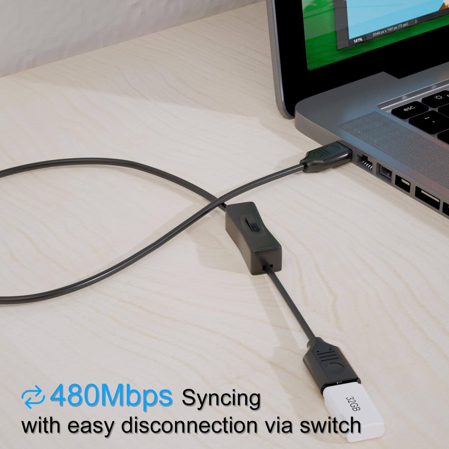 Cable USB On/Off IIISOGNO 1m 2-Pack Carga 2A 480Mbps