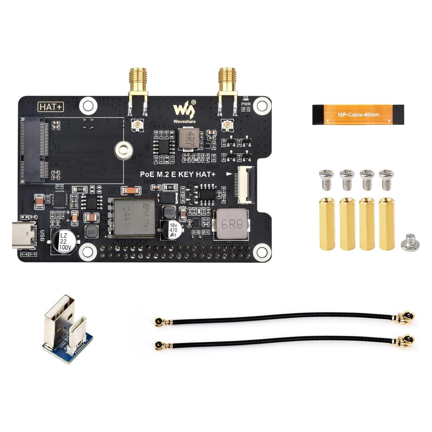 Adaptador PCIe a M.2 E Key Waveshare PoE para Raspberry Pi 5
