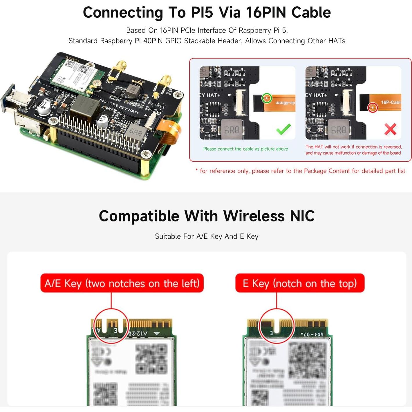 Adaptador PCIe a M.2 E Key Waveshare PoE para Raspberry Pi 5