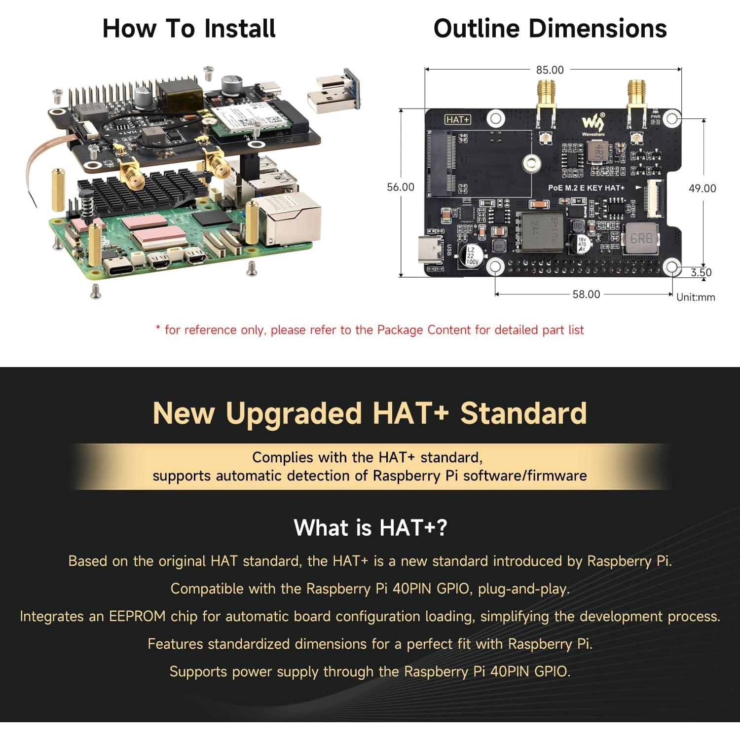 Adaptador PCIe a M.2 E Key Waveshare PoE para Raspberry Pi 5