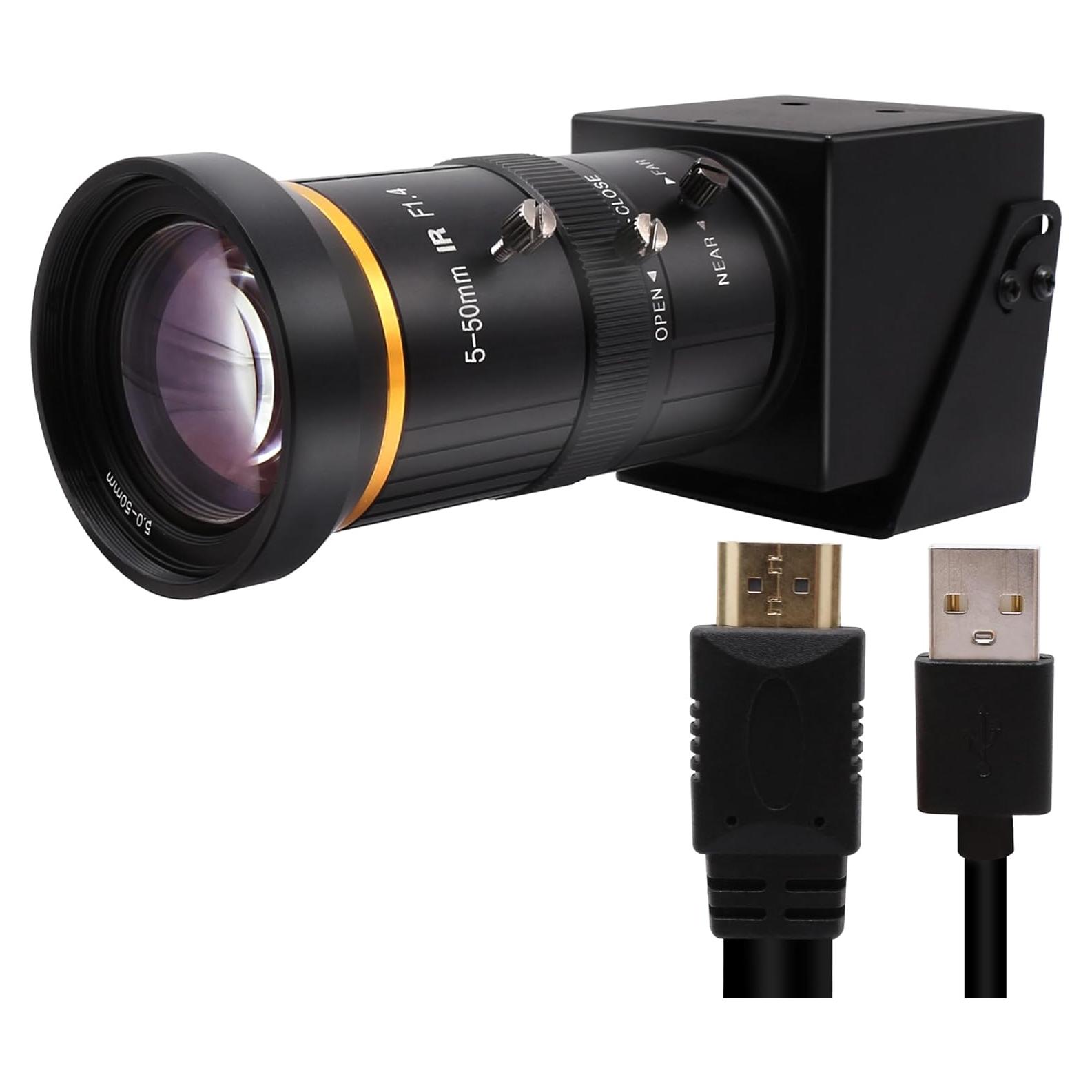 Cámara Web 4K Hotpet con Lente Varifocal 5-50mm USB