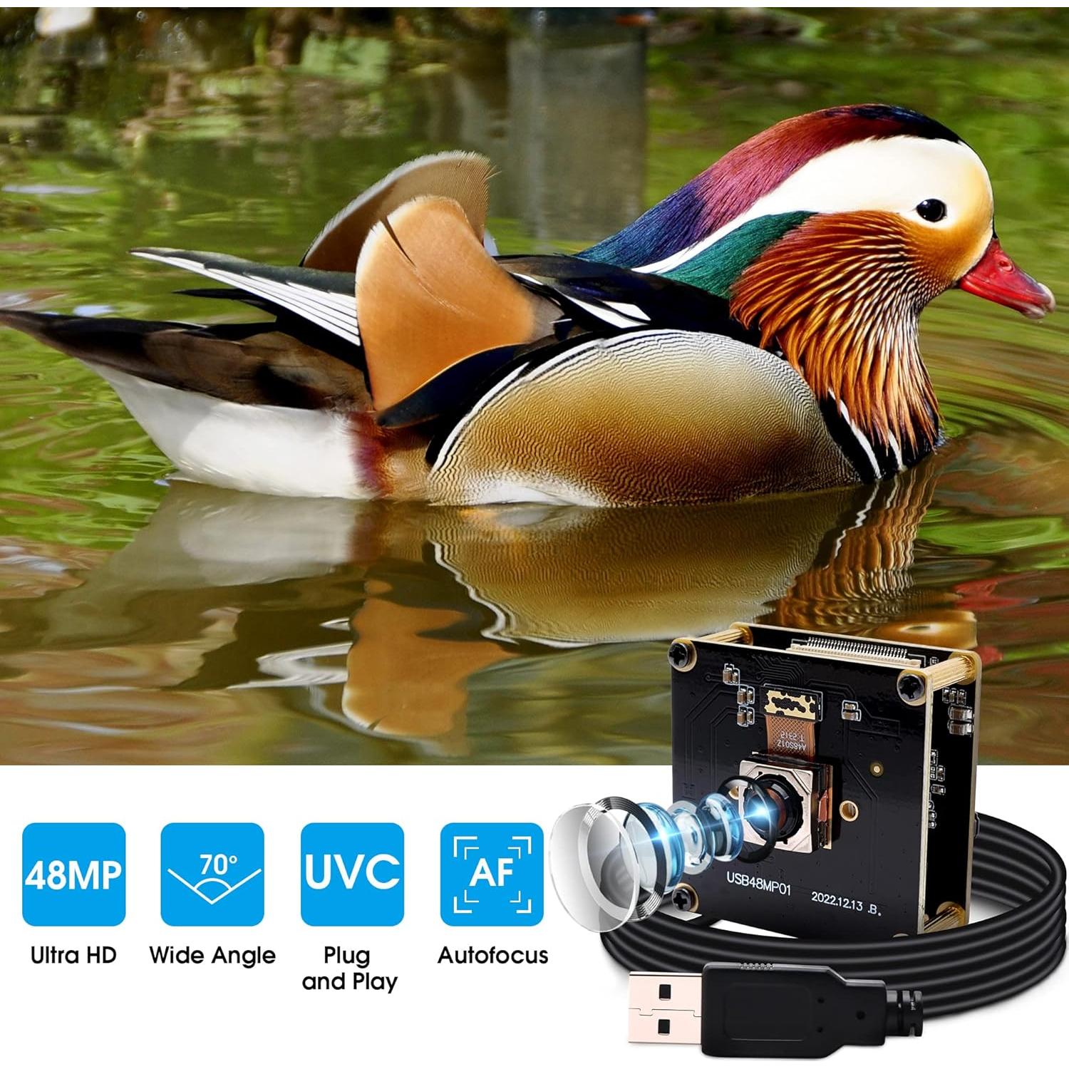 Cámara USB 48MP IFWATER con Enfoque Automático Rápido