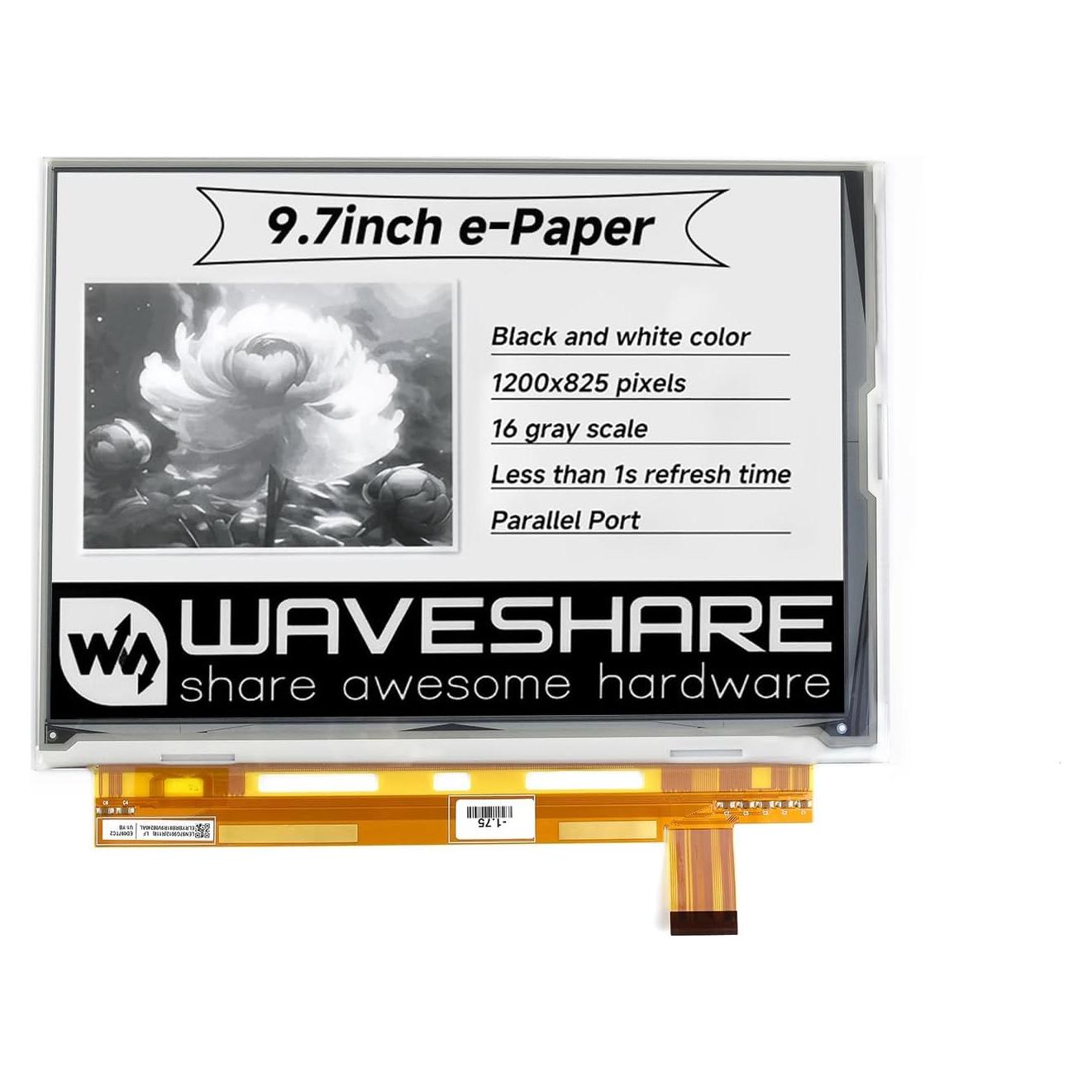 Pantalla E-Ink Cruda 9.7" Waveshare 1200x825 Puerto Paralelo
