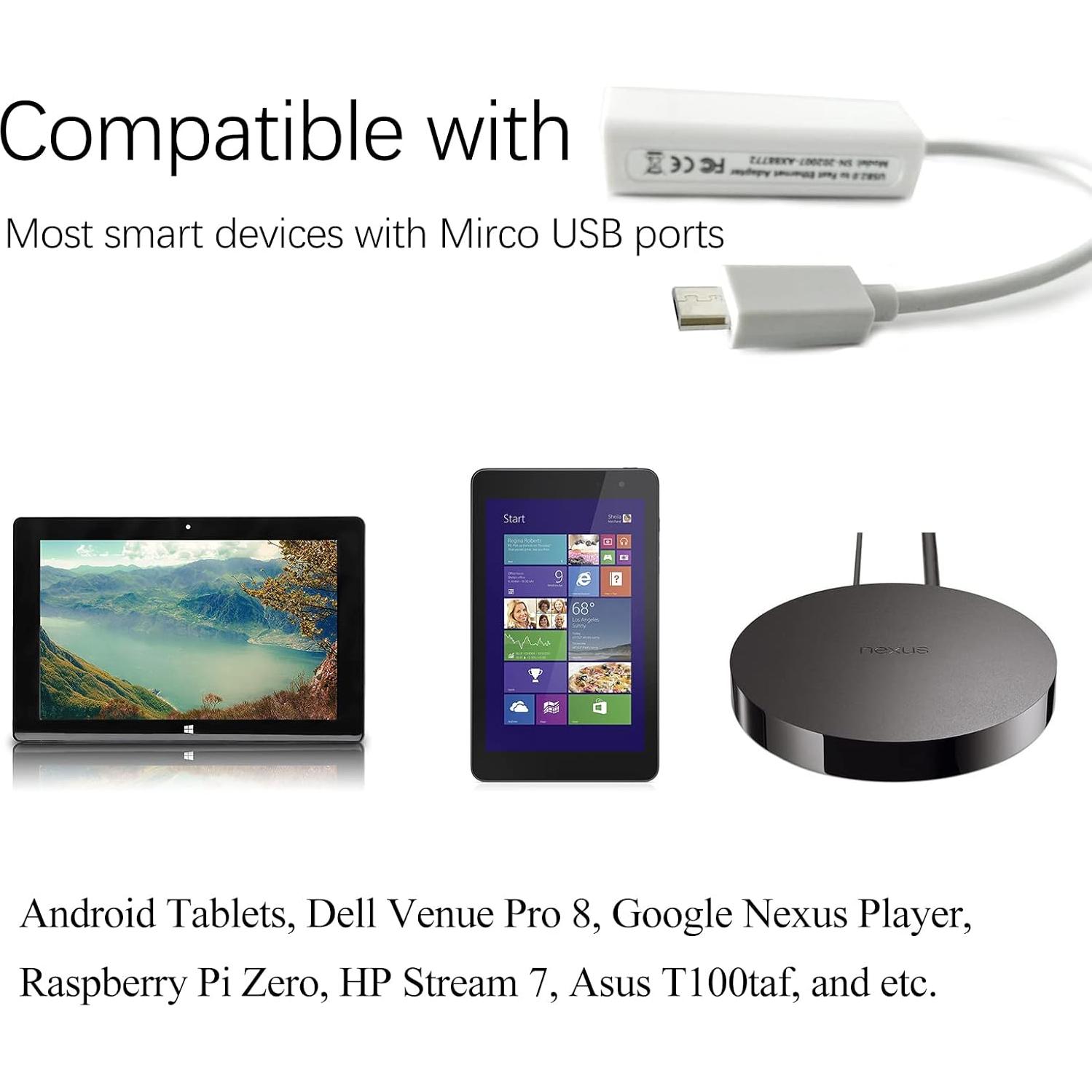 Adaptador Micro USB a RJ45 Ethernet Sinforcon 100Mbps