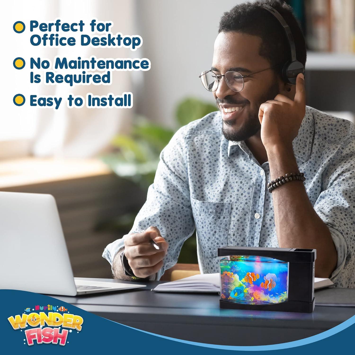 Acuario Virtual Nurily WF01 con Luces LED y Peces