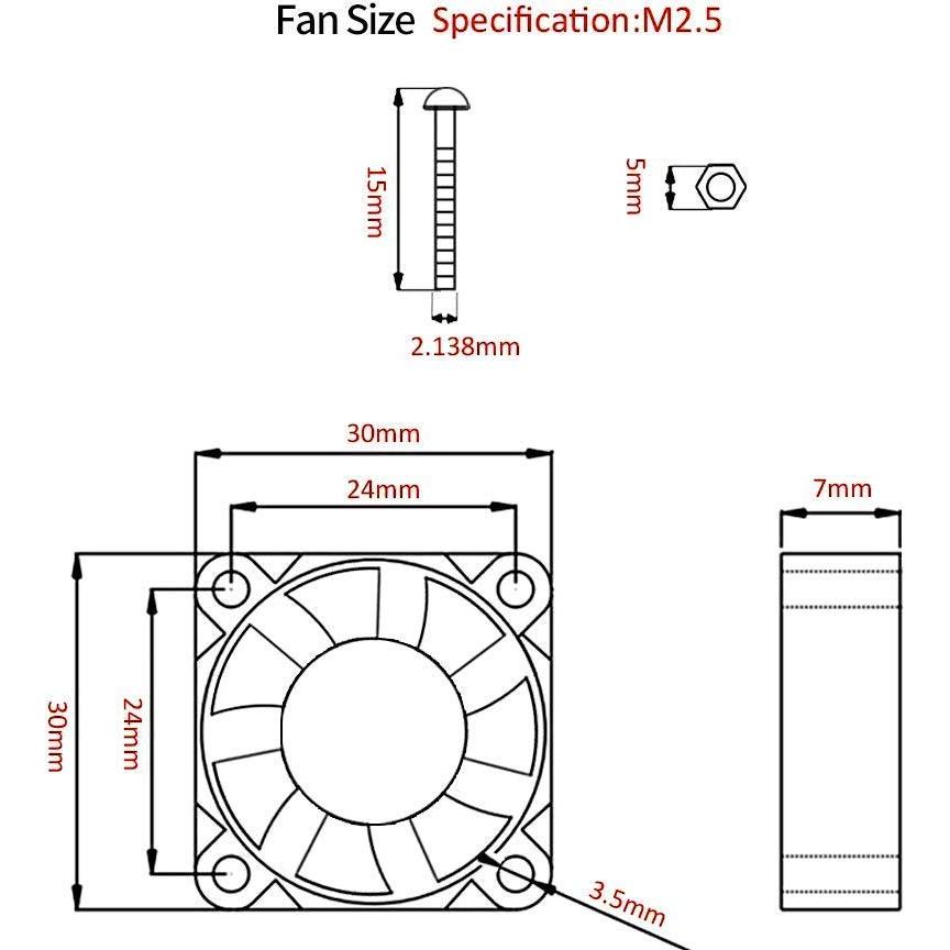 Ventilador de enfriamiento Aokin para Raspberry Pi 30x30mm