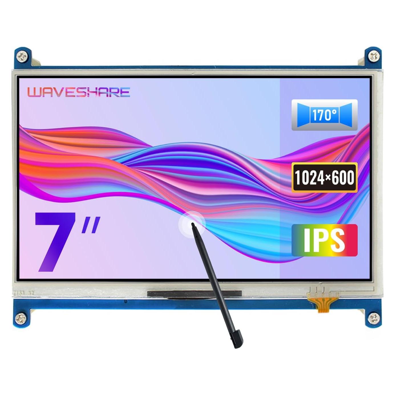 Pantalla LCD táctil 7" Waveshare 1024x600 HDMI Raspberry Pi