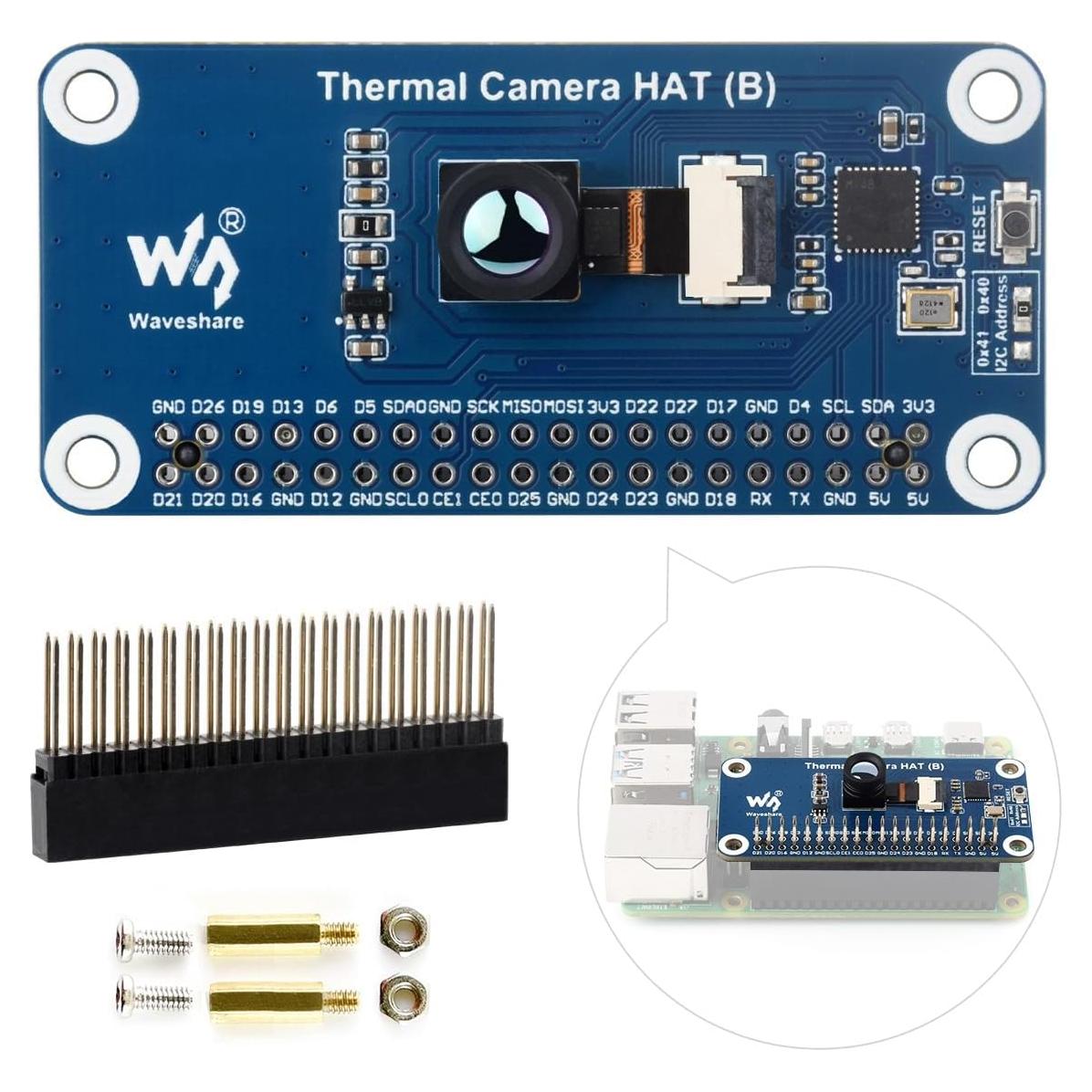 Cámara Térmica Waveshare HAT (B) 80x62 píxeles IR para Raspberry Pi