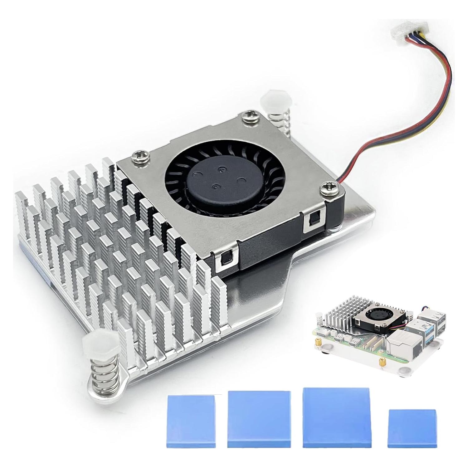 Enfriador Activo Raspberry Pi 5 con Ventilador 30mm y Disipador