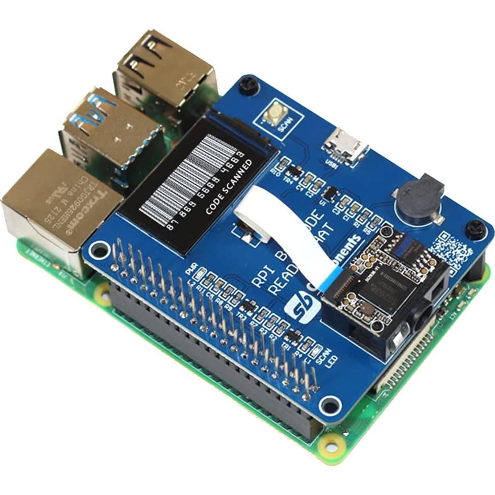 HAT de Código de Barras SB Components para Raspberry Pi 4B/3B+