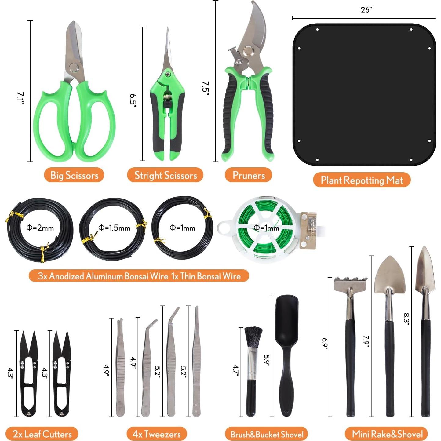 Kit de Herramientas para Bonsai Inntop 20 Pcs para Jardinería