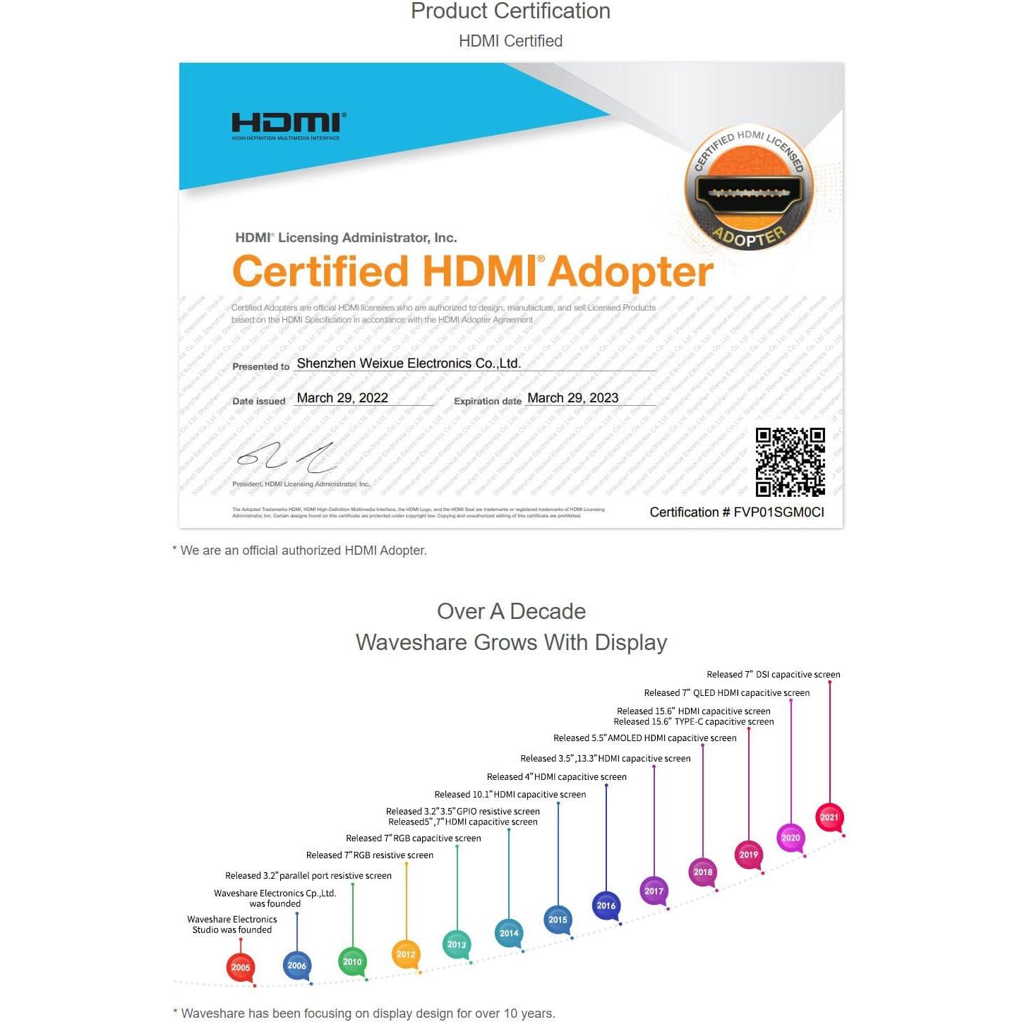 Pantalla LCD táctil 10.1" Waveshare 1280x800 HDMI con estuche