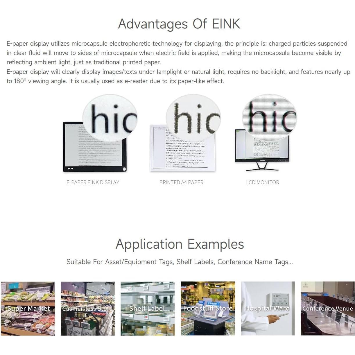 waveshare 4.2inch E-Ink Raw Display Compatible with Raspberry Pi 4B/3B+/3B/2B/B+/A+/Zero/Zero W/WH/Zero 2W Series Boards 400x300 Resolution with SPI Interface Without PCB