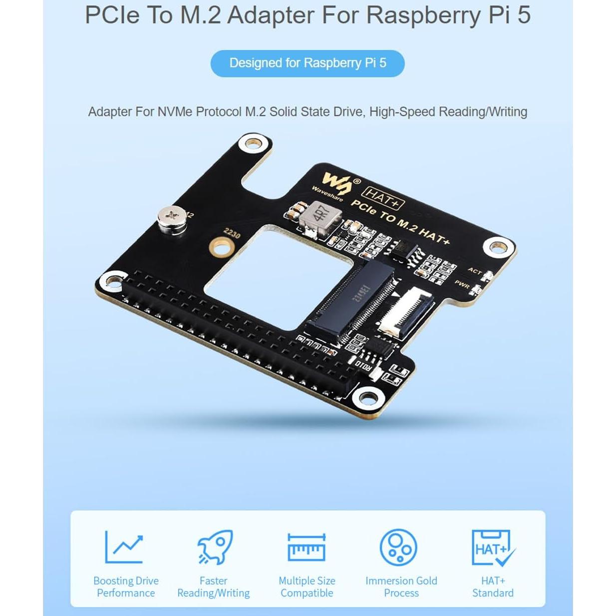 Adaptador PCIe a M.2 UeeKKoo para Raspberry Pi 5 NVMe 2230/2242