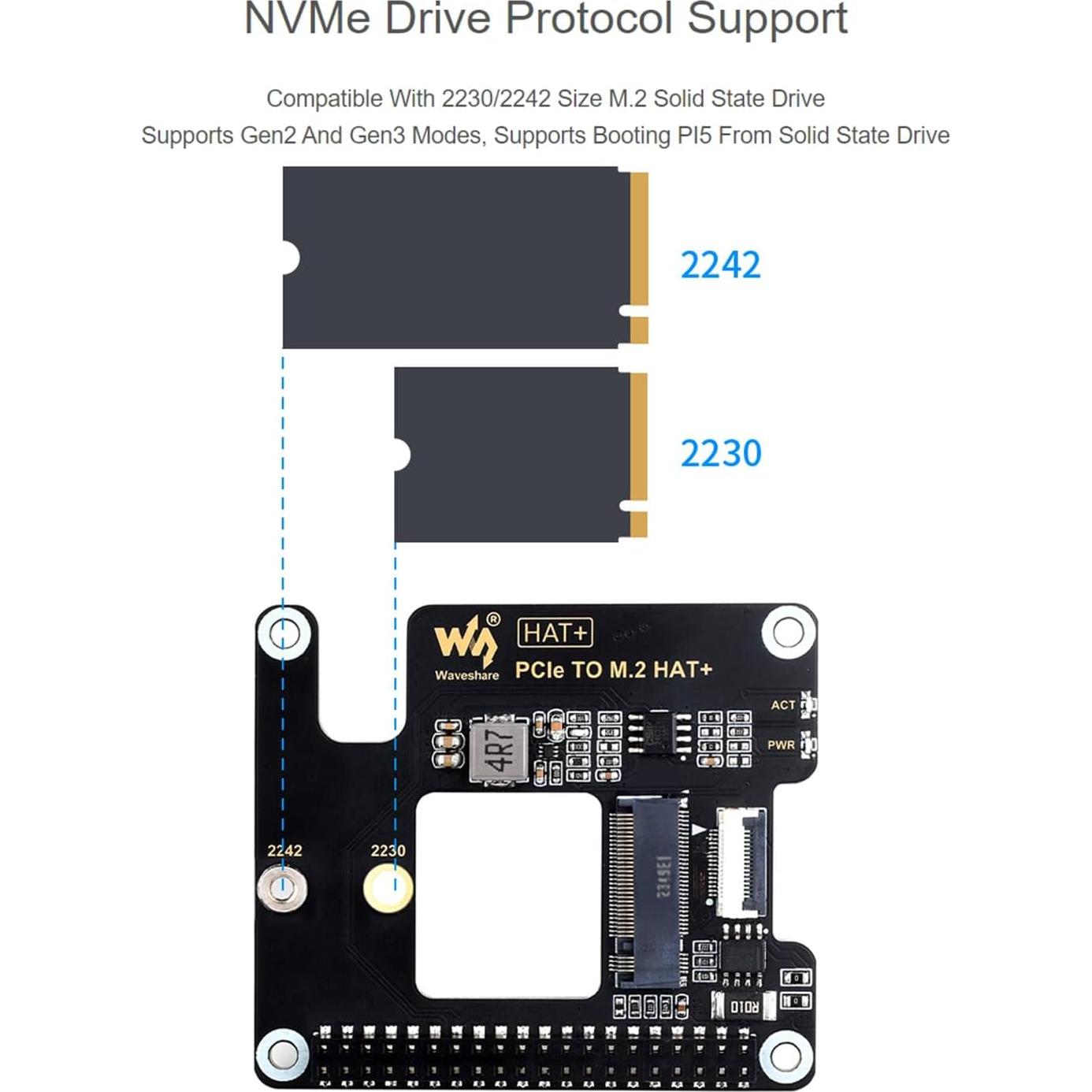 Adaptador PCIe a M.2 UeeKKoo para Raspberry Pi 5 NVMe 2230/2242