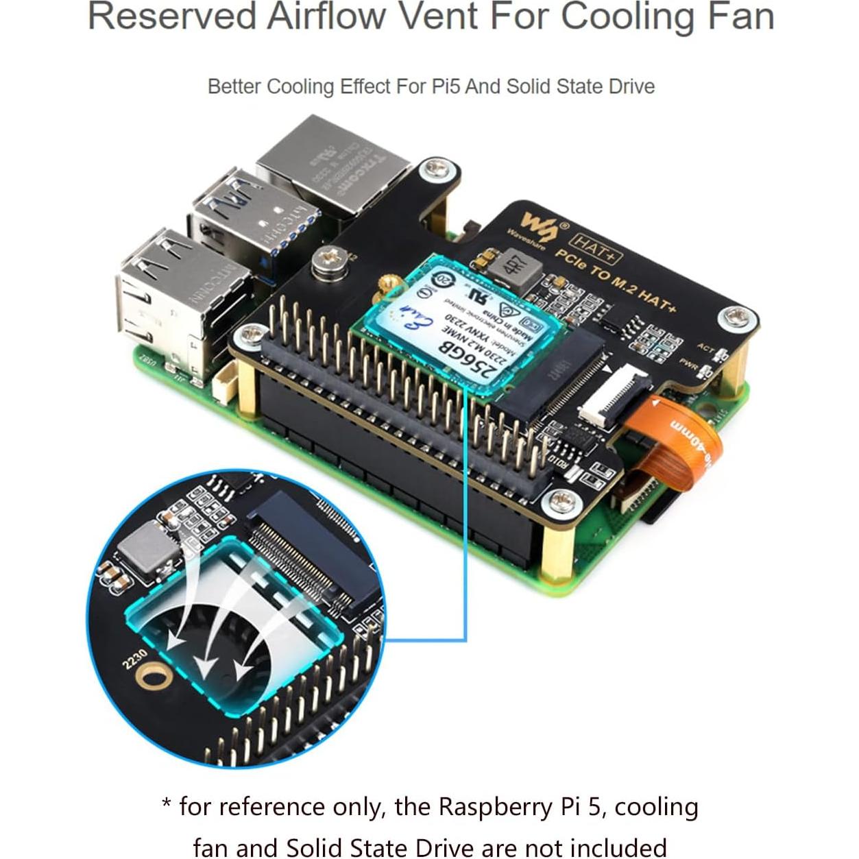Adaptador PCIe a M.2 UeeKKoo para Raspberry Pi 5 NVMe 2230/2242