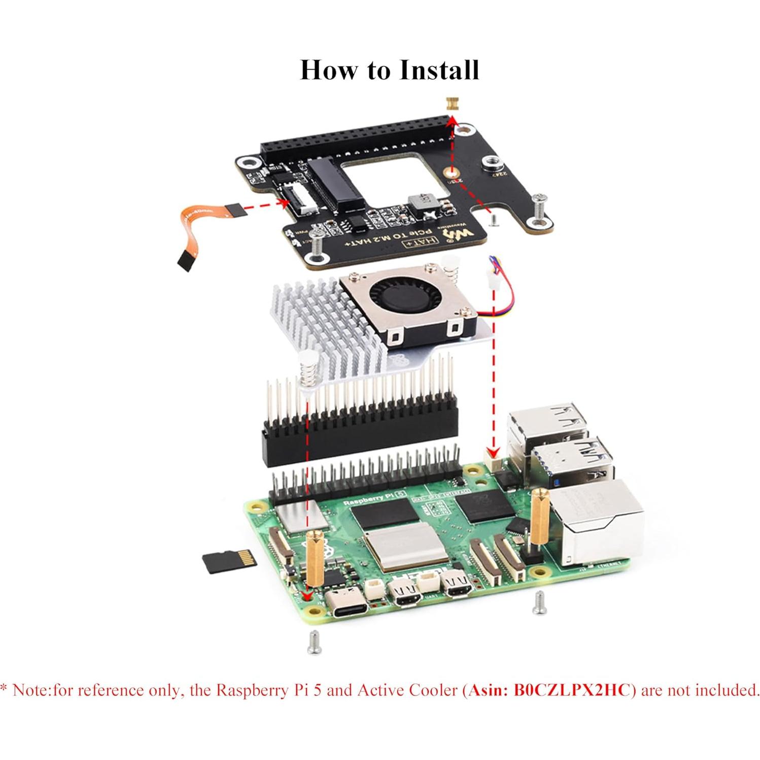Adaptador PCIe a M.2 UeeKKoo para Raspberry Pi 5 NVMe 2230/2242