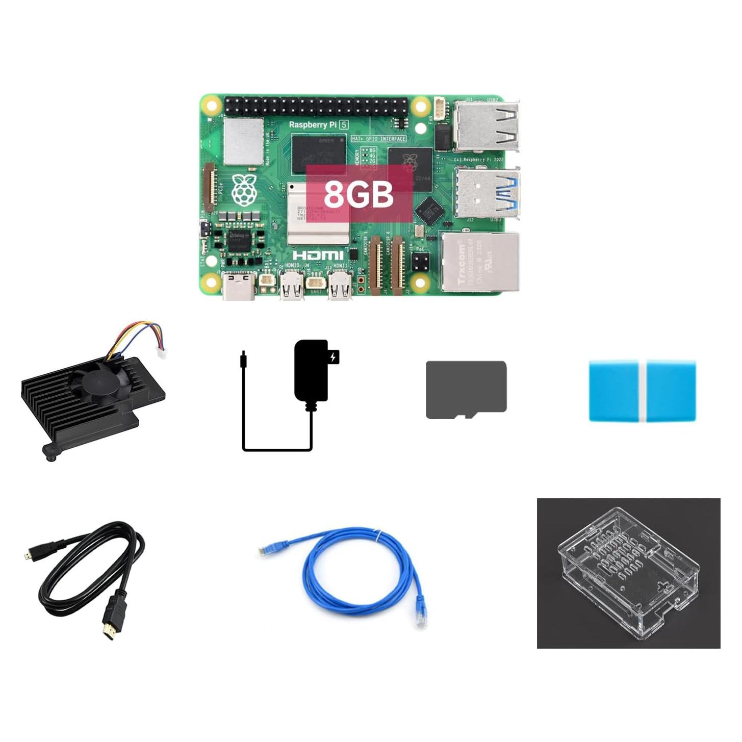 Kit de inicio Raspberry Pi 5 8GB Waveshare con accesorios