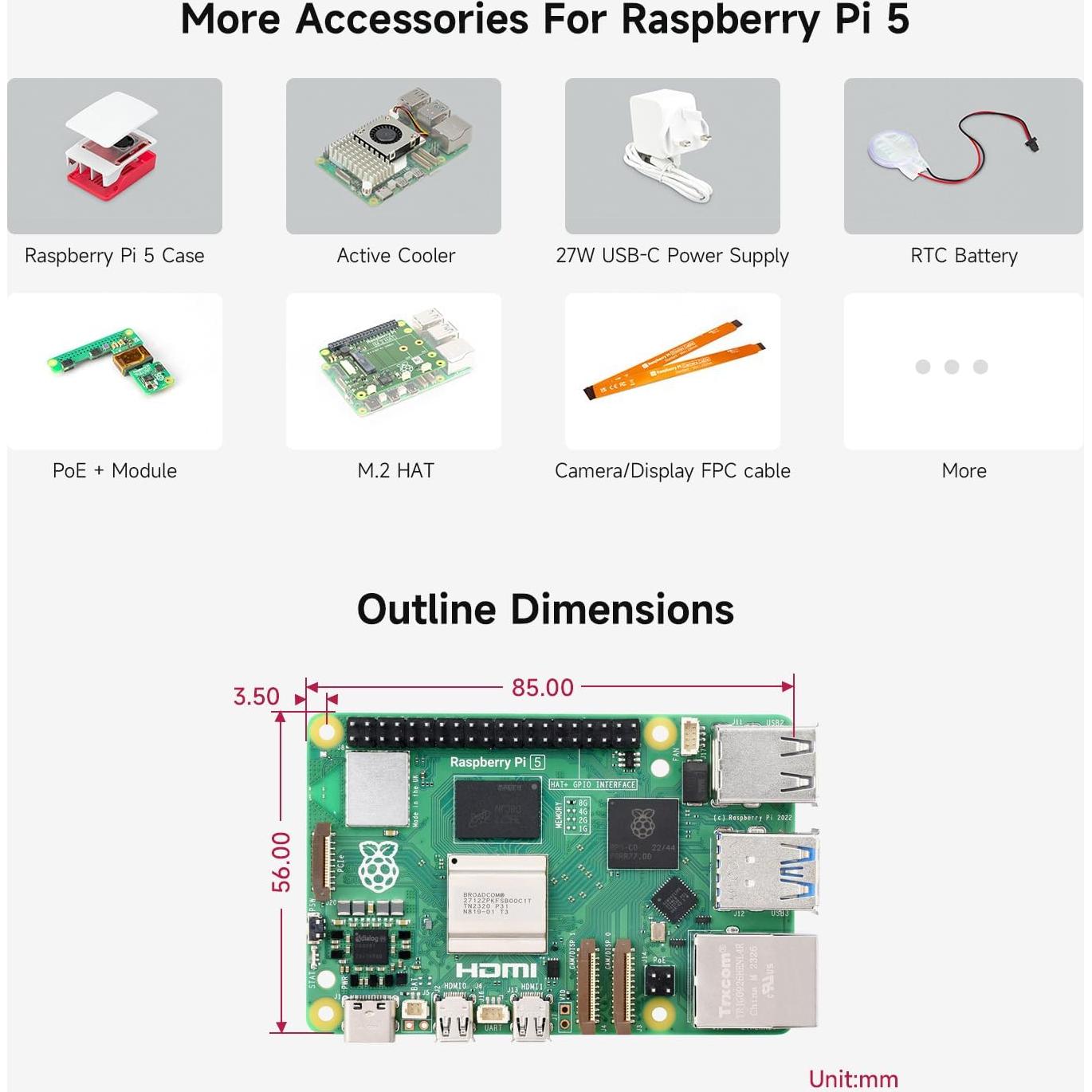 Kit de inicio Raspberry Pi 5 8GB Waveshare con accesorios