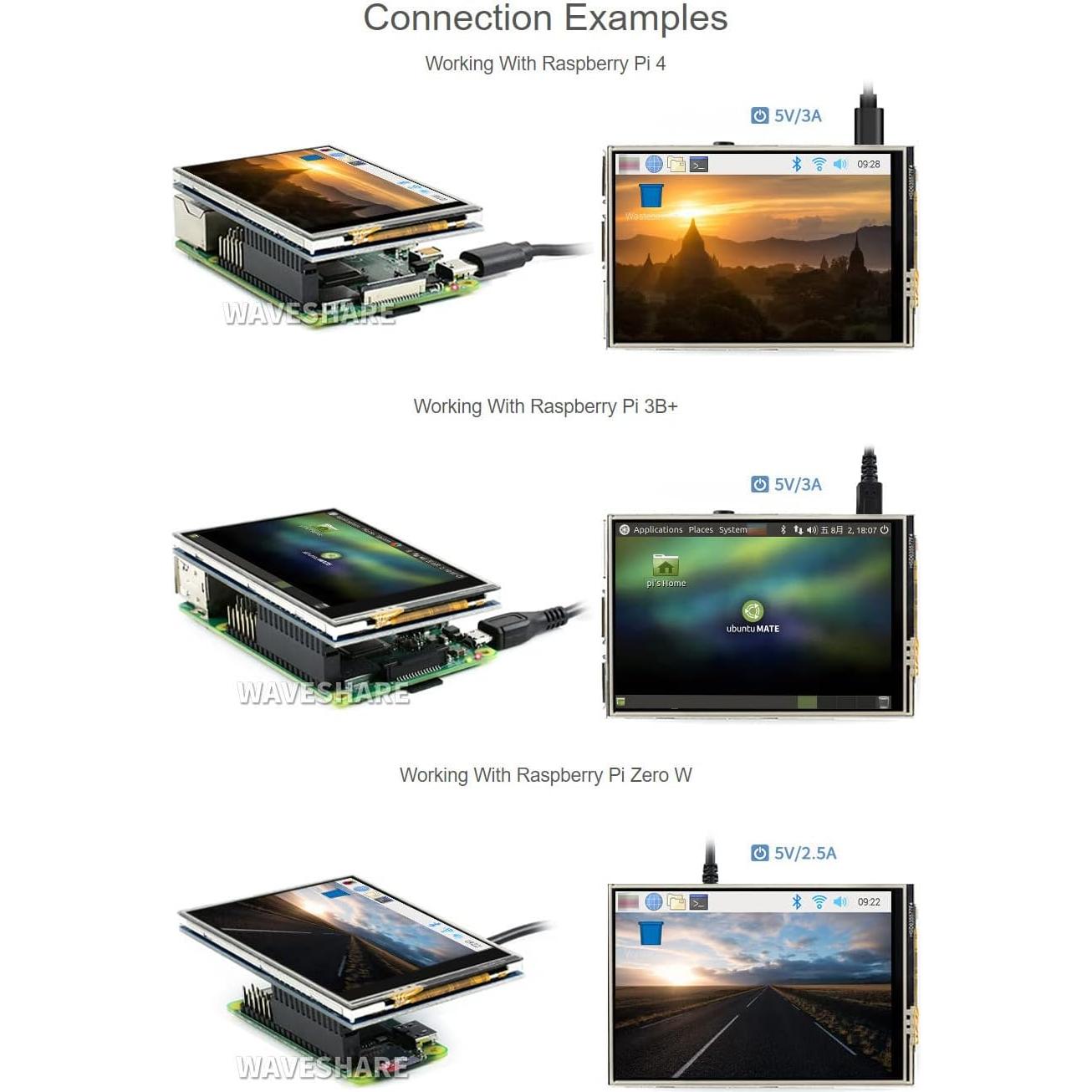 Pantalla táctil resistiva 3.5" Waveshare para Raspberry Pi