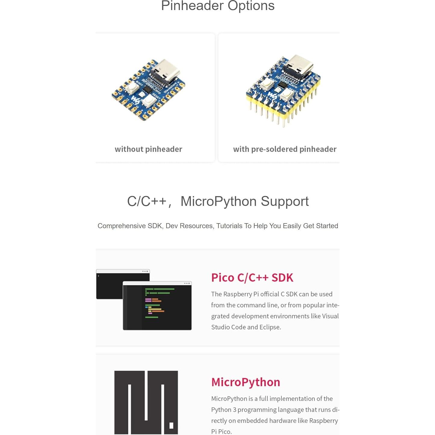 Placa Microcontrolador RP2040-Cero Coolwell USB-C 19.98g