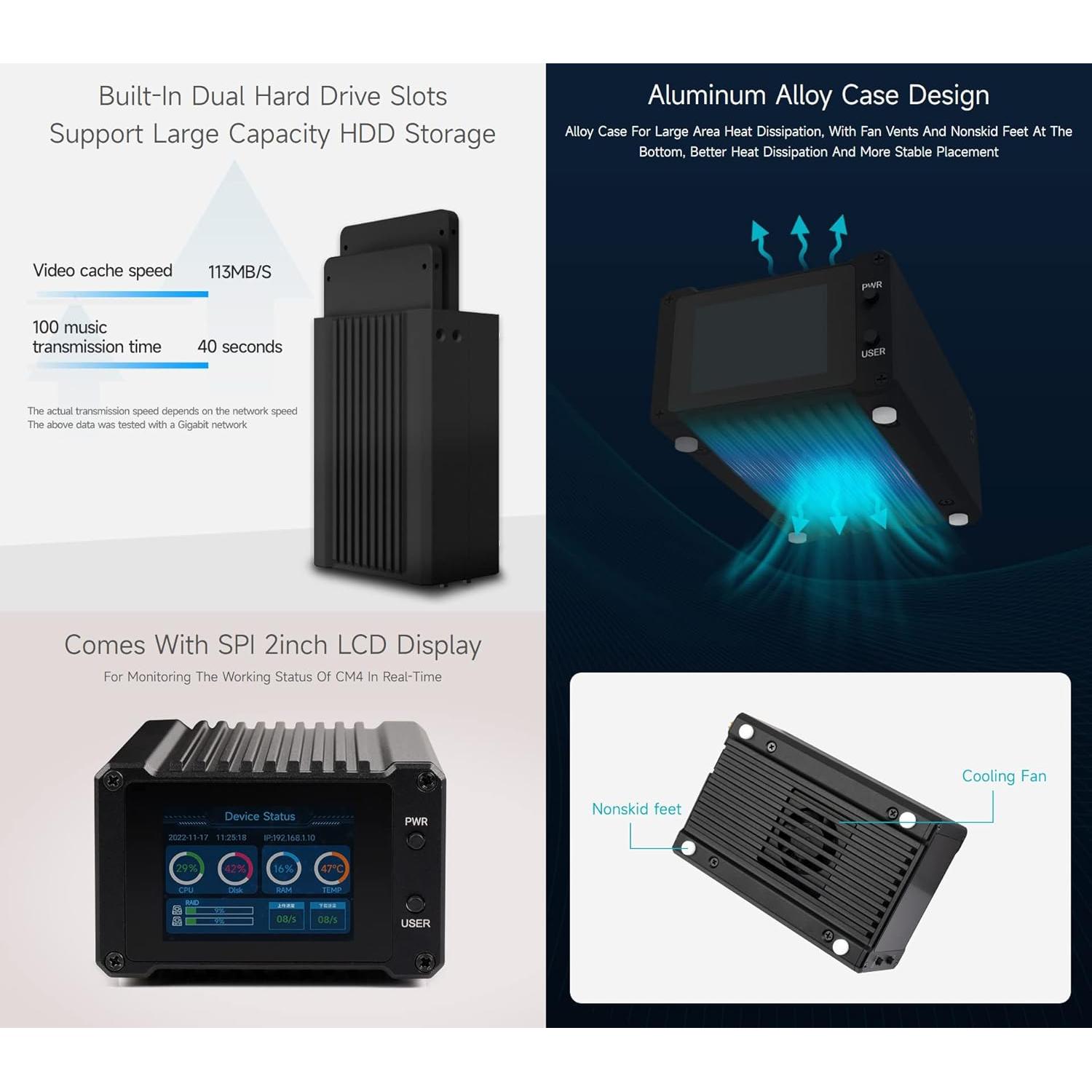 Mini Computadora Todo en Uno Waveshare CM4-NAS 0.60 kg