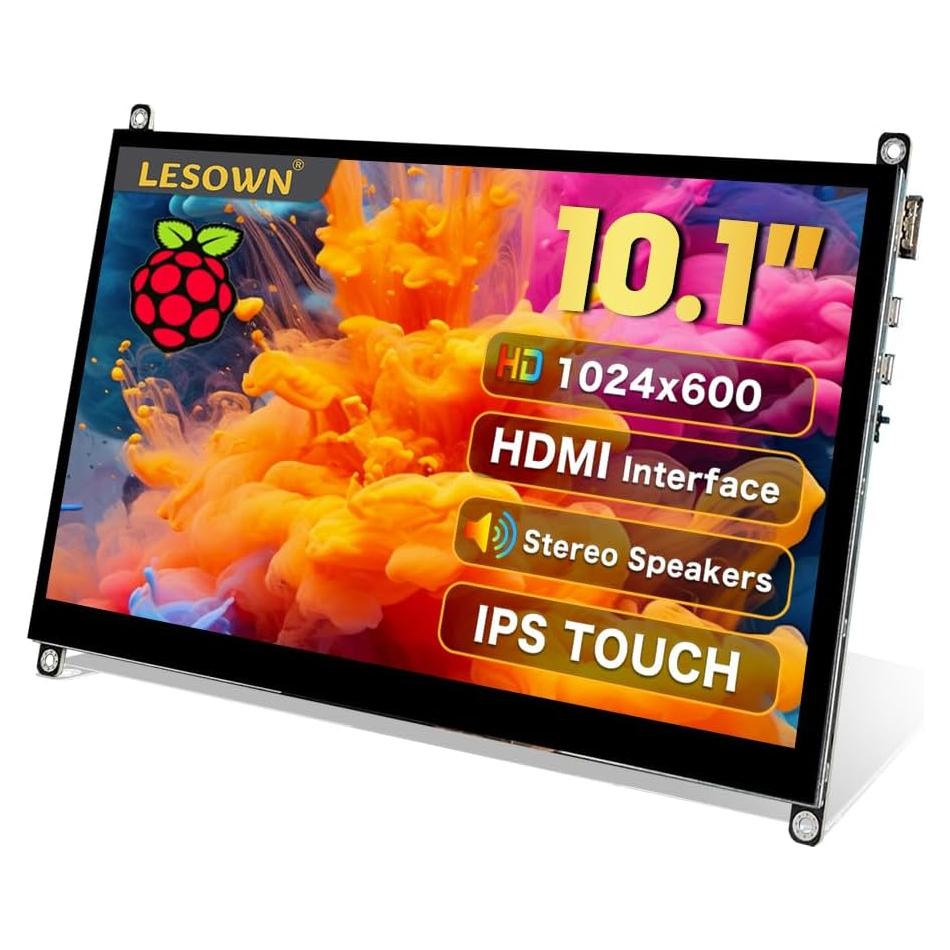Monitor LCD Táctil 10.1" LESOWN 1024x600 HDMI para Raspberry Pi