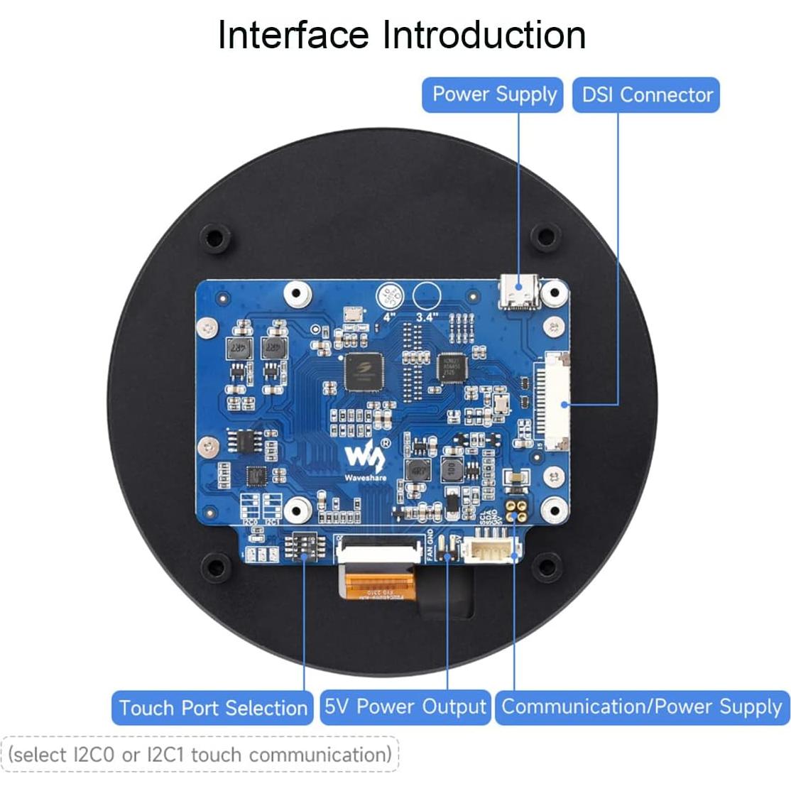 Pantalla Táctil Redonda DSI 10 Puntos 4" IPS UeeKKoo 720x720