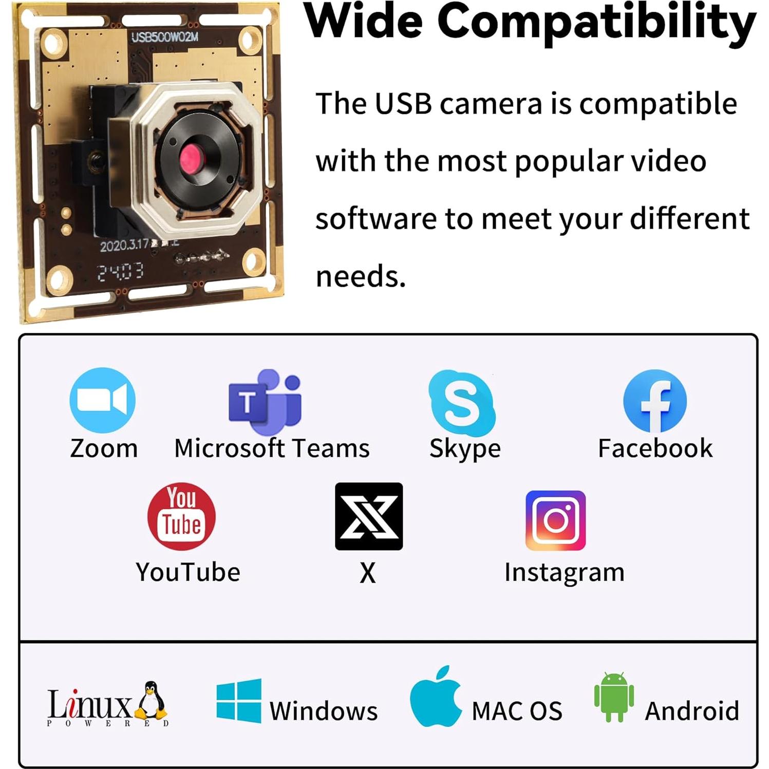 Cámara USB 5MP Hotpet con Autofoco y 60 Grados de Ángulo