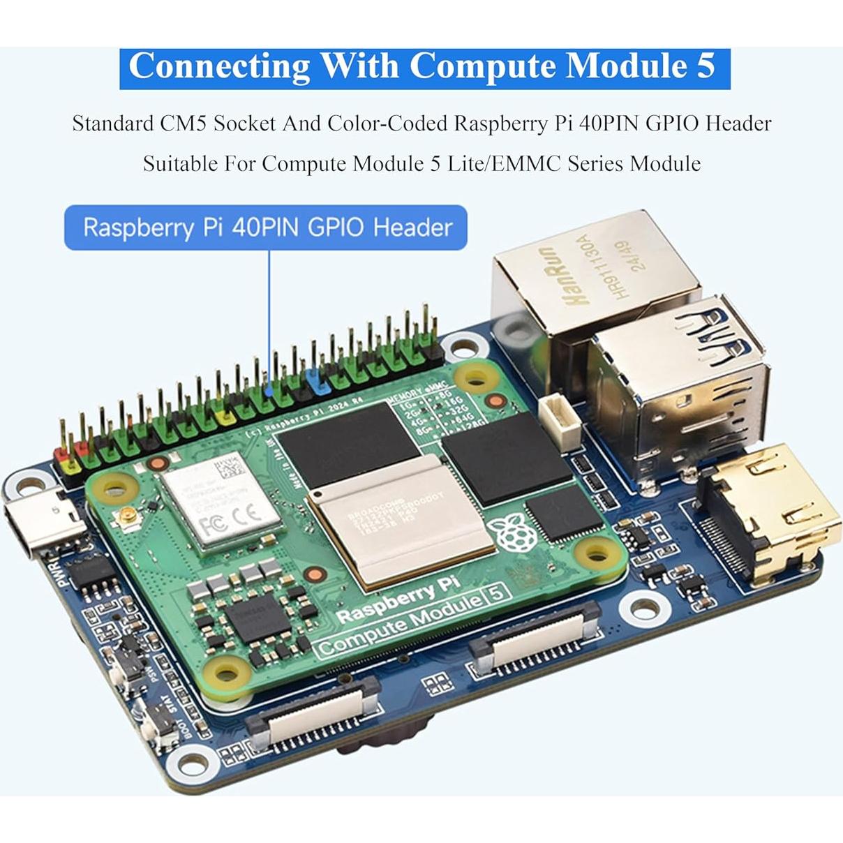 Mini Placa Base UeeKKoo CM5-IO-BASE-B para Raspberry Pi 5