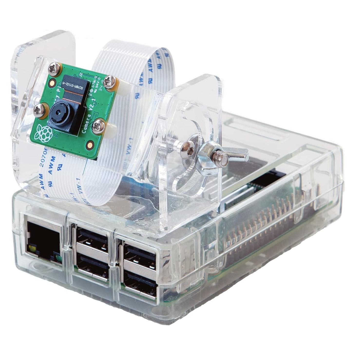 Soporte Ajustable para Cámara Raspberry Pi v2 - Acrílico Transparente