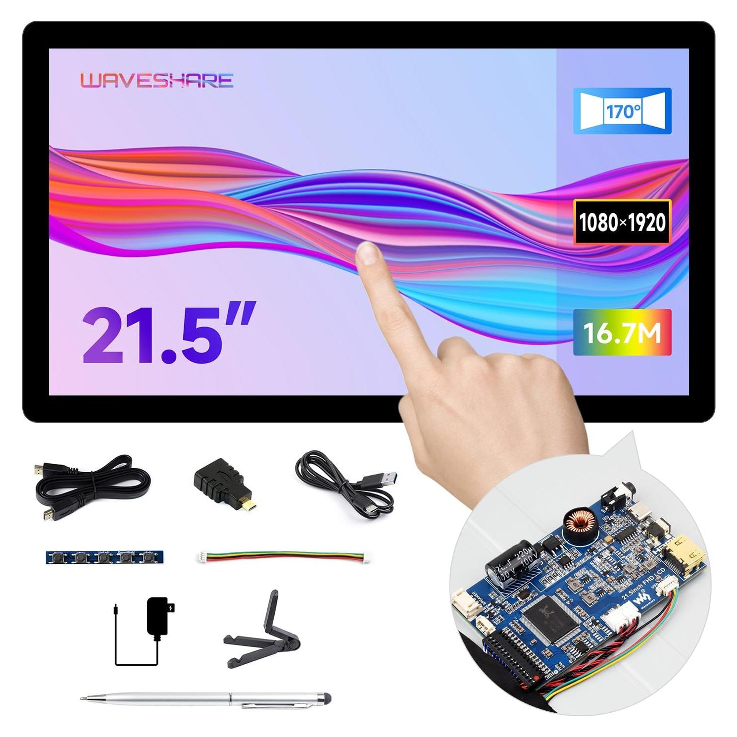Pantalla Táctil Capacitiva 21.5" Waveshare Full HD 1080p