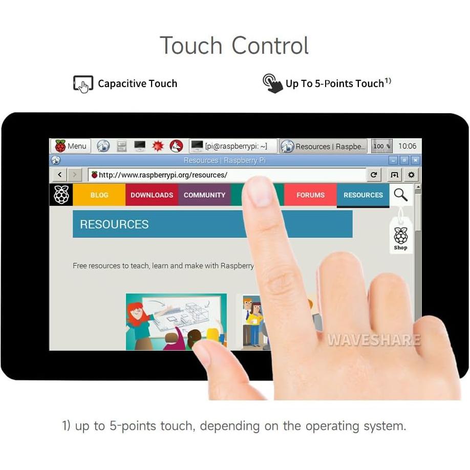 Pantalla Táctil Capacitiva 7" Waveshare 800x480 DSI Raspberry Pi