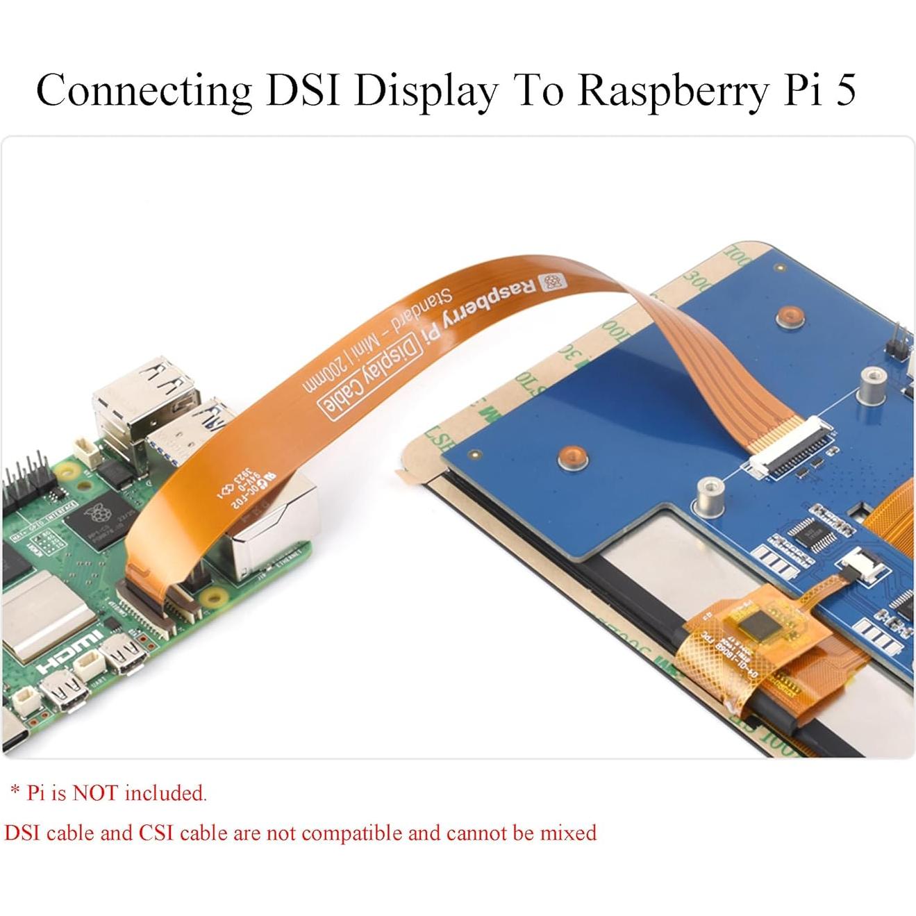 Cable Flexible DSI FPC Wonrabai 200mm Compatible Raspberry Pi 5