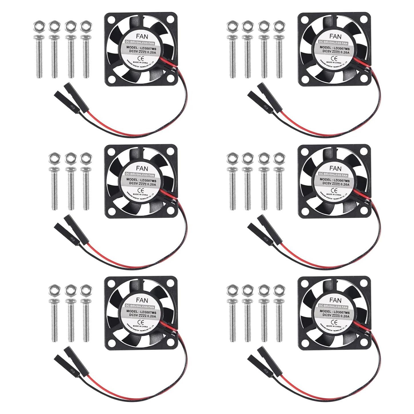 6 Ventiladores de Refrigeración AITIAO 30x30mm para Raspberry Pi