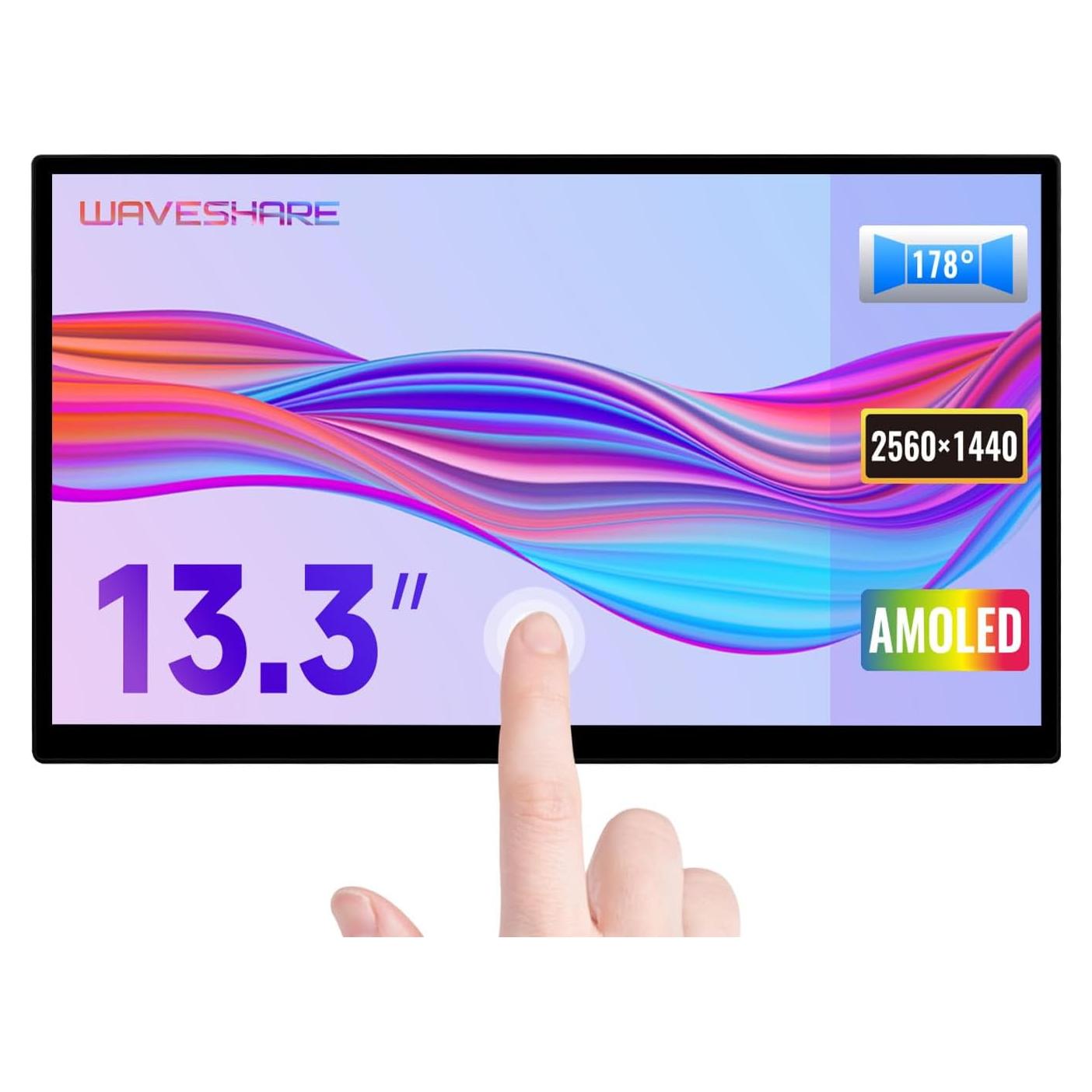 Pantalla Táctil AMOLED 13.3" 2K Waveshare 2560x1440 HDMI/Type-C