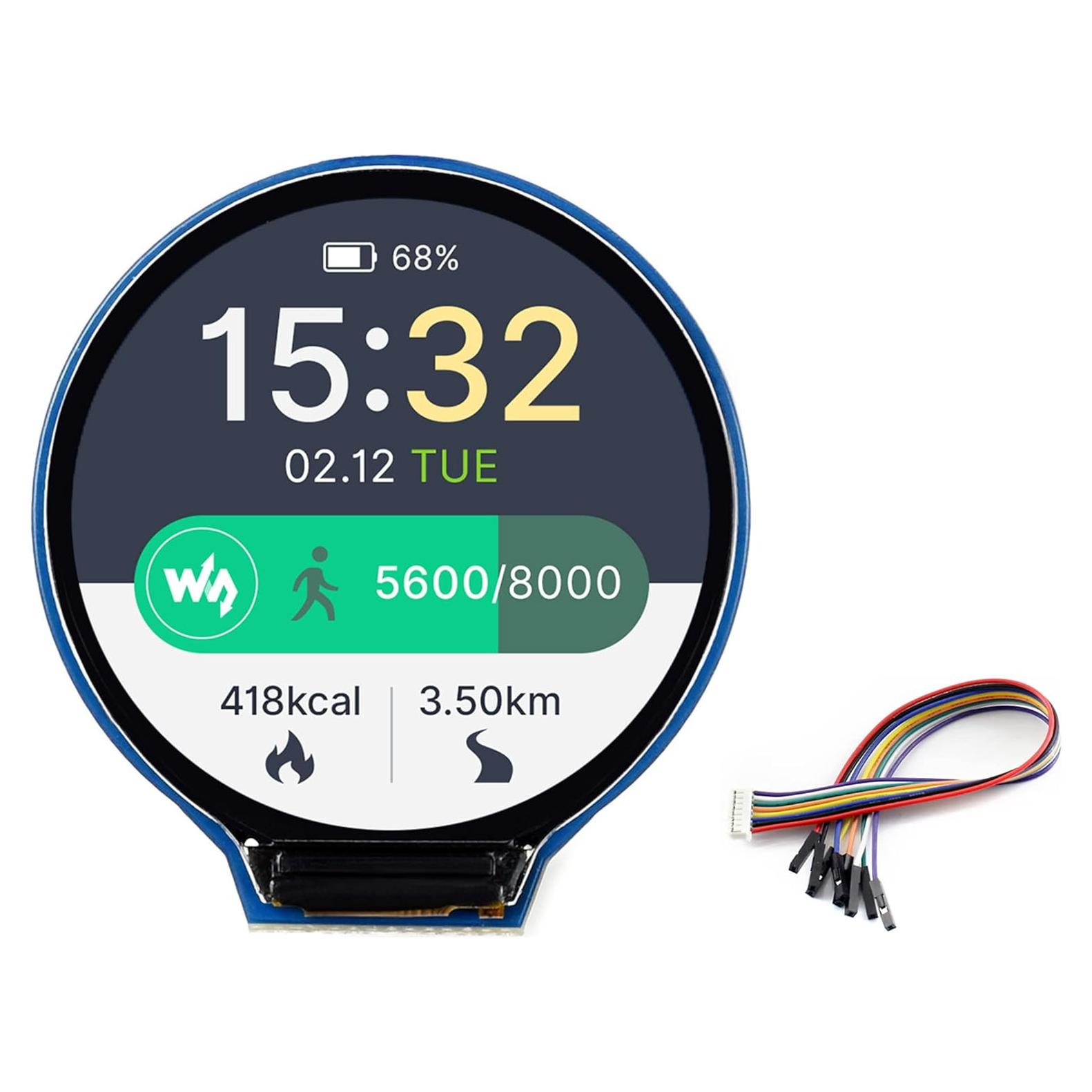 1.28inch Round LCD IPS Display Module for Raspberry Pi 4B/3B+/3B/2B/Zero/Zero W/WH/Zero 2W/2WH, Jetson Nano, STM32, 240×240 Resolution 65K RGB Colors GC9A01 Driver SPI Interface