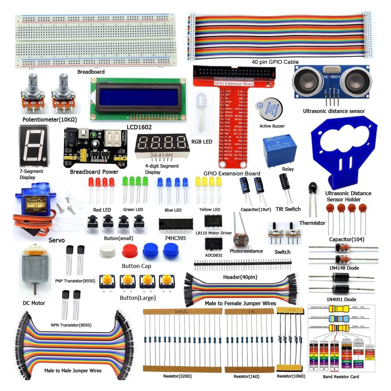 Kit de inicio Adeept para Raspberry Pi 4 y 3 con 160 piezas