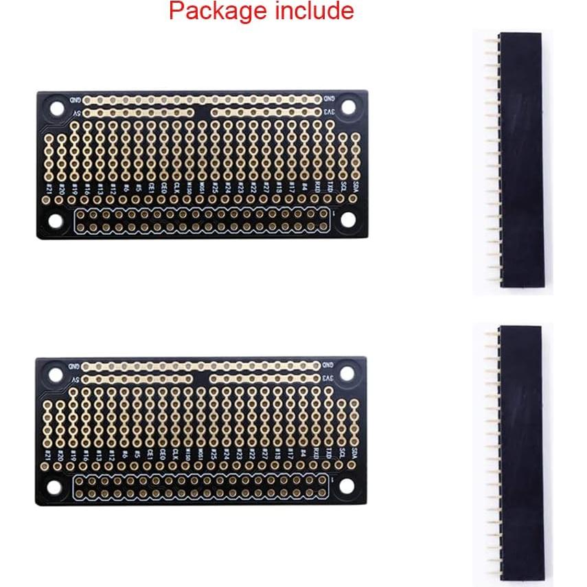 2pcs GPIO Protoboard Breadboard HAT with Female Pin Connector PCB Prototyping Board Pi Zero Board Compatible with Raspberry Pi Zero(unwelding