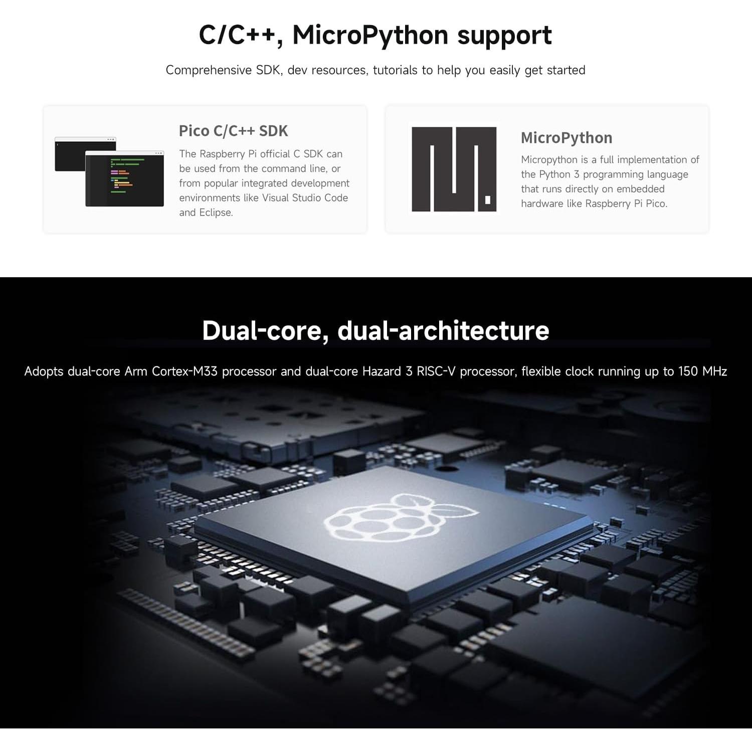 Placa de Desarrollo Waveshare RP2350-Plus Doble Núcleo 7.11x5.1cm