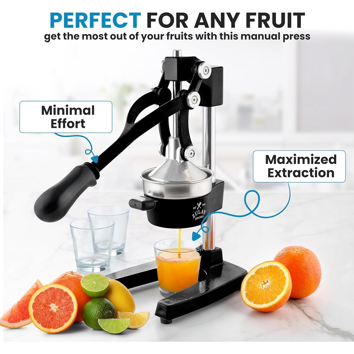 Exprimidor Manual Zulay Kitchen de Cítricos 12.7 cm Negro