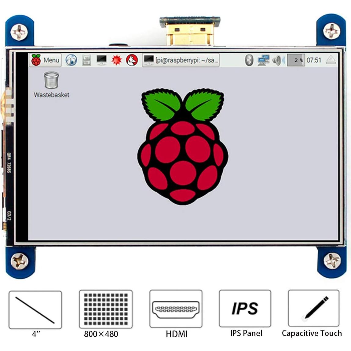 Pantalla LCD HDMI 4" Waveshare IPS Táctil 480x800 Raspberry Pi