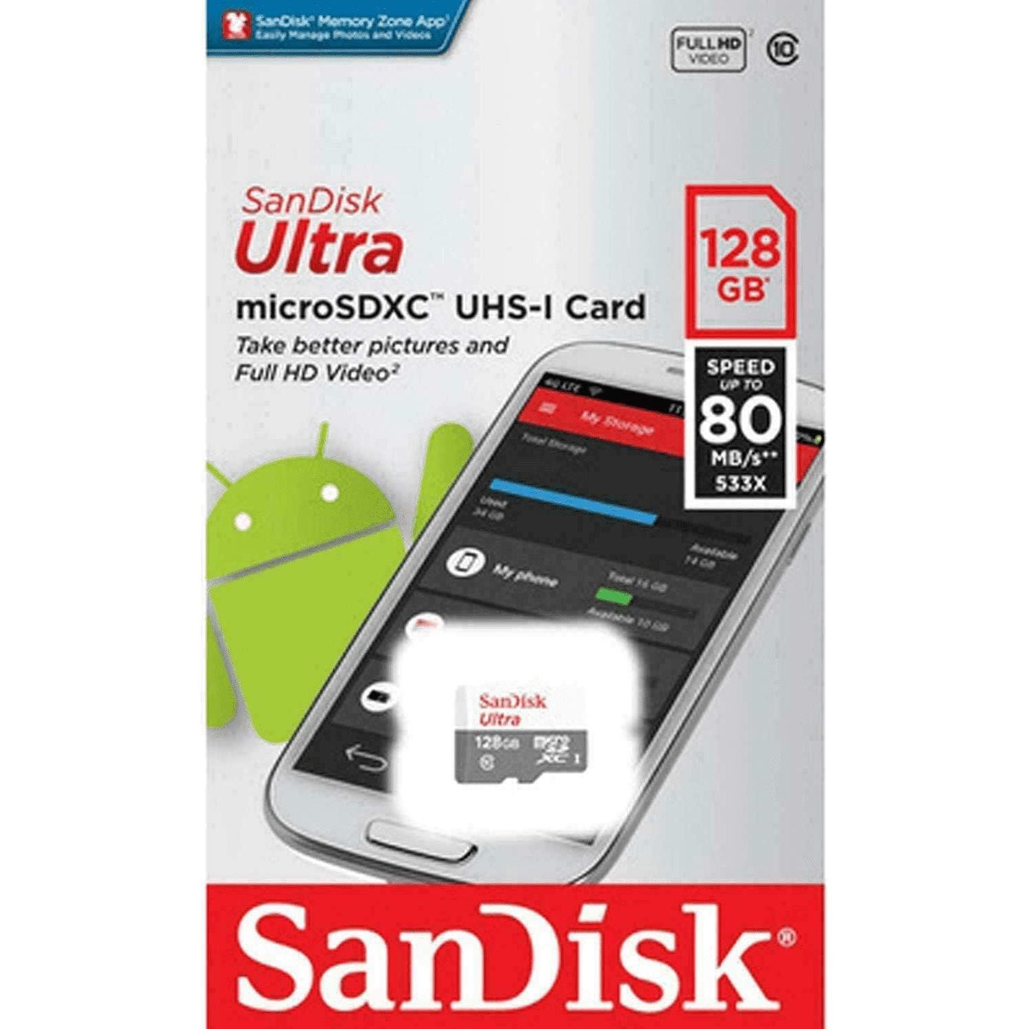 Tarjeta microSDXC SanDisk Ultra 128GB 80MB/s Clase 10 A1
