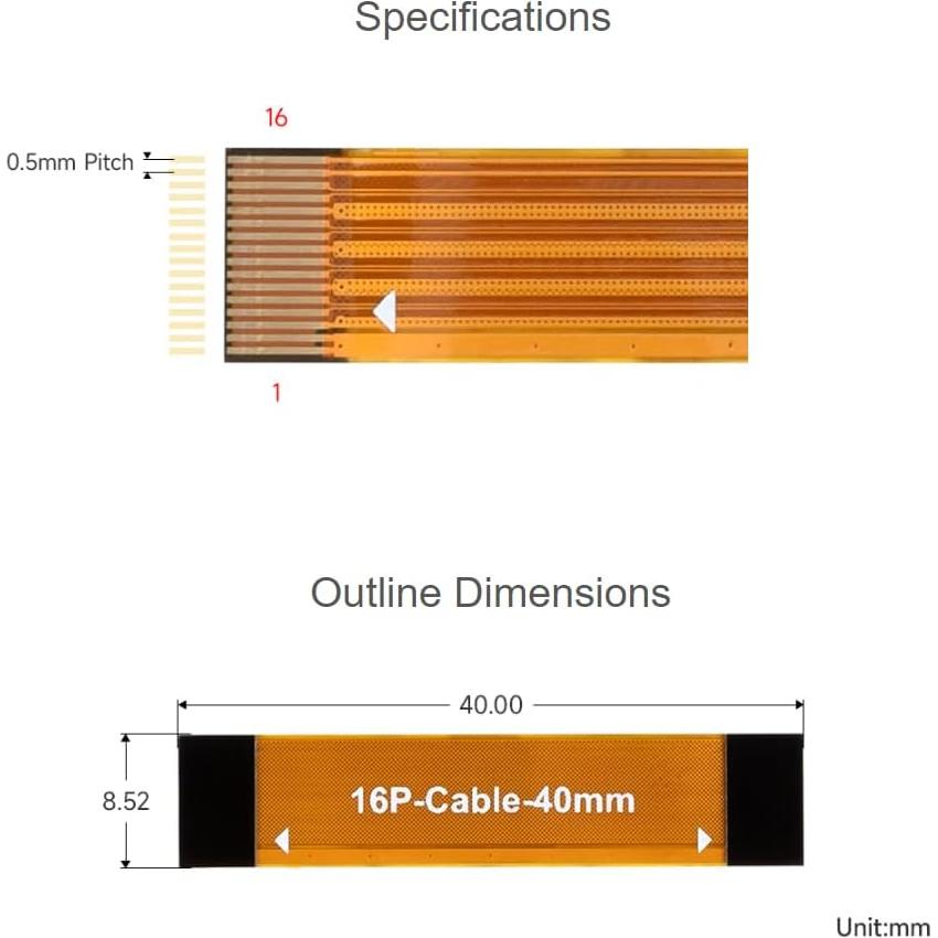 Cable flexible PCIe 40mm Waveshare para Raspberry Pi 5