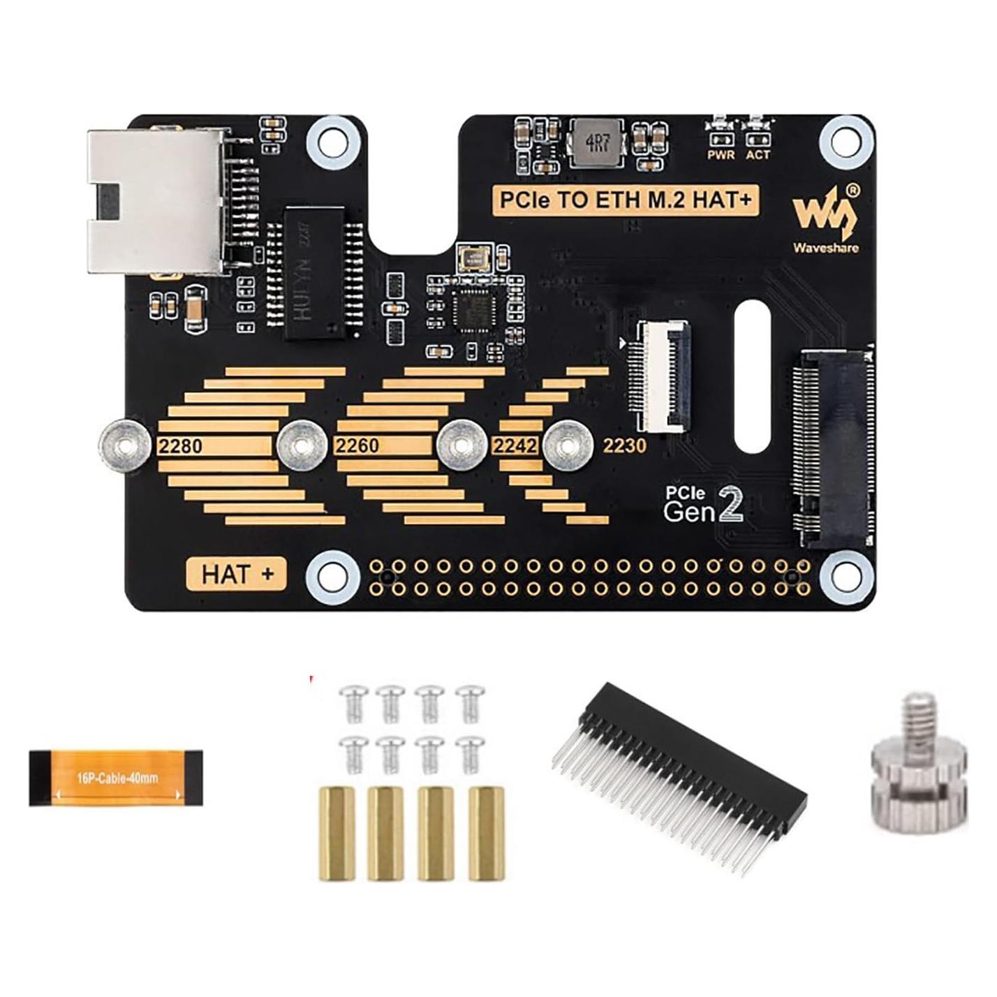 Adaptador PCIe a ETH y M.2 Coolwell para Raspberry Pi 5