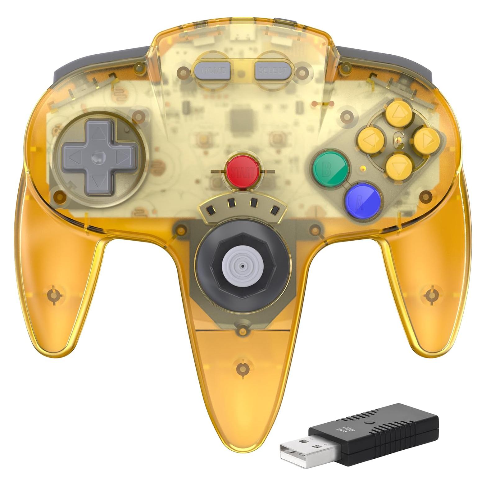 Controlador Inalámbrico N64 SAFFUN para Switch Online Amarillo