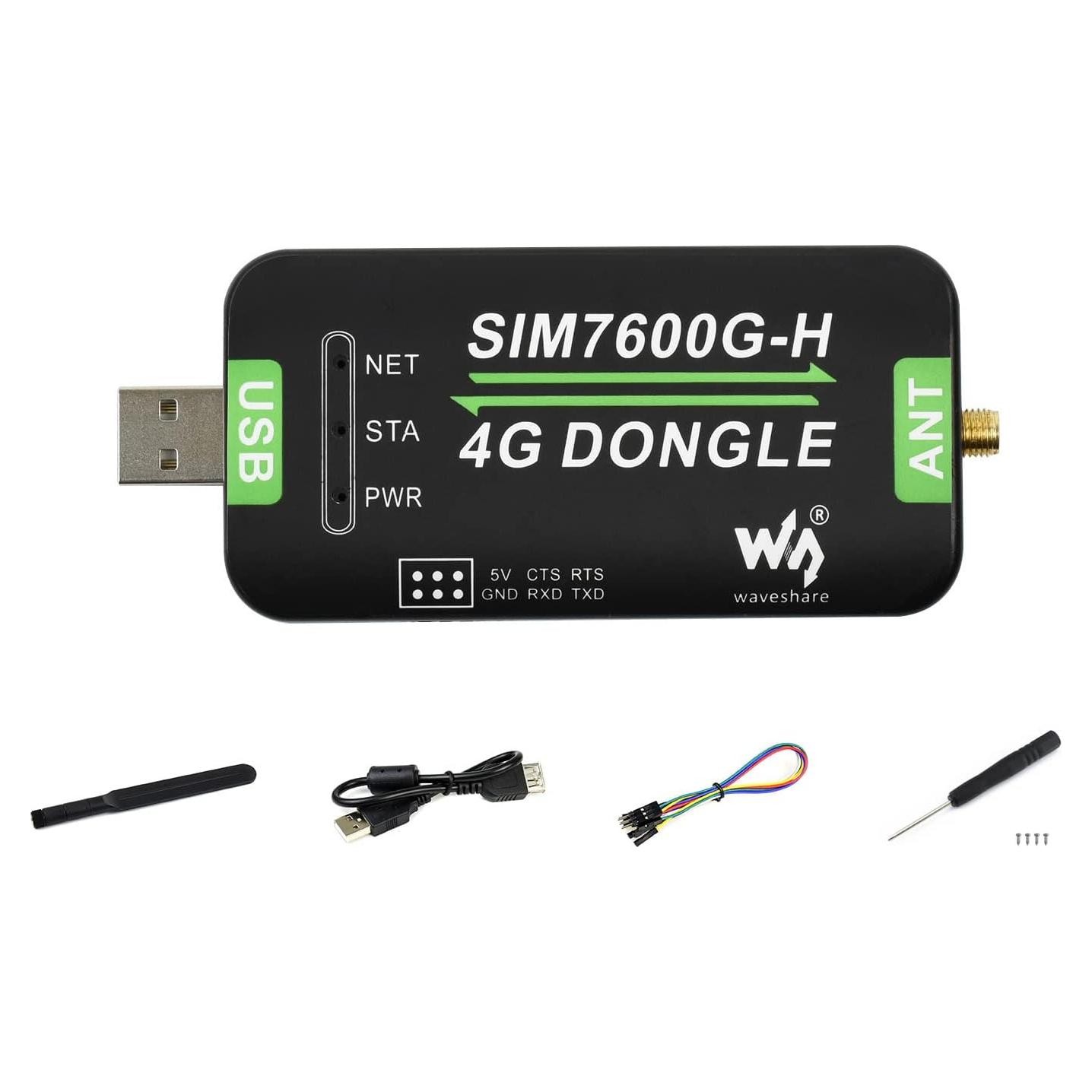 Dongle 4G Waveshare SIM7600G-H con Antena GNSS
