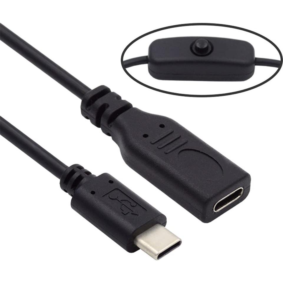 Cable USB-C NFHK macho a hembra con botón 4A para Raspberry Pi