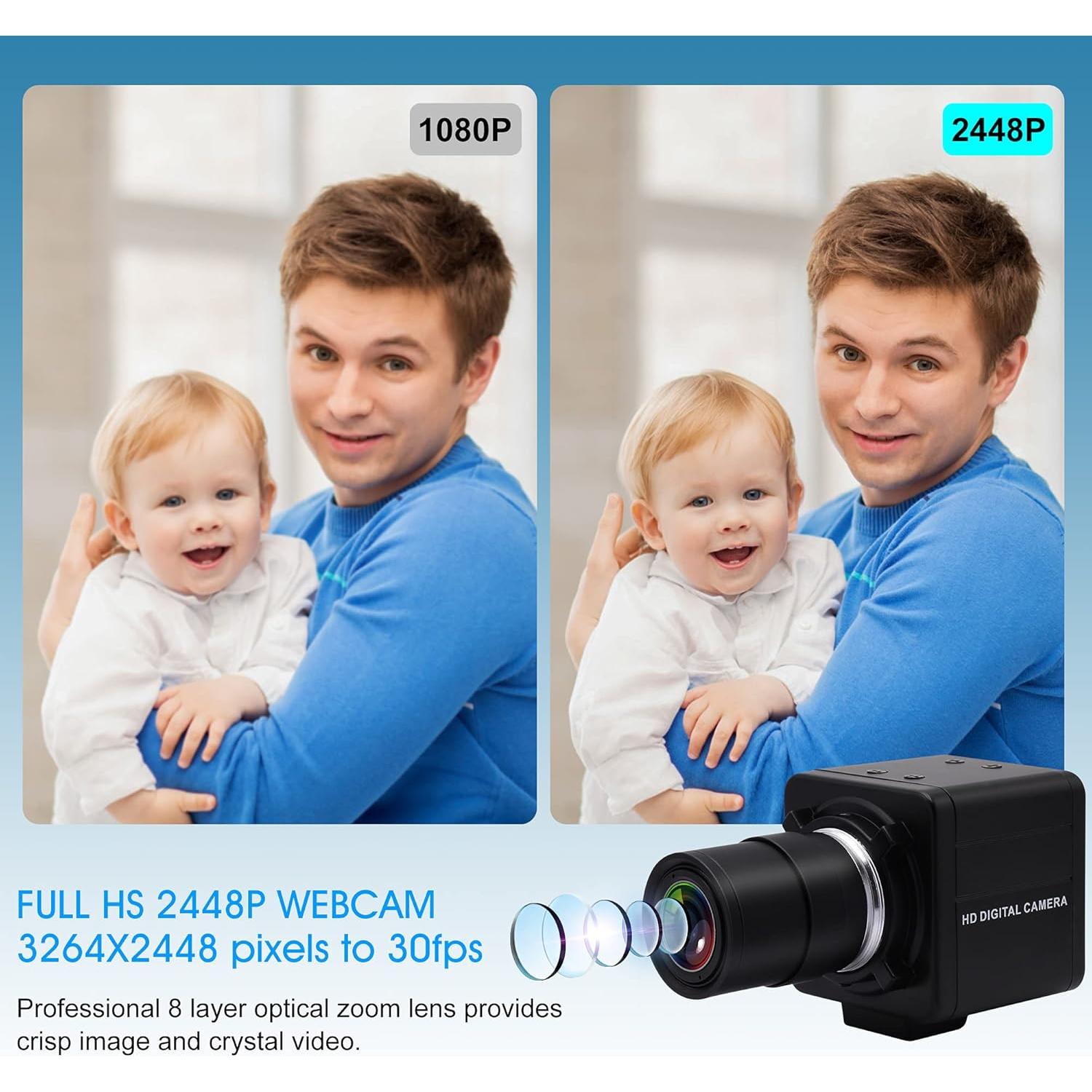 Cámara USB 8MP Varifocal 2.8-12mm Webcam para PC